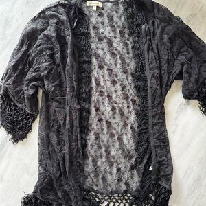 Monteau Black Floral Lace Cardigan